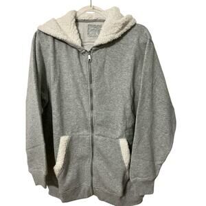 Aerie Women's Sweatshirt Jacket Size Small Full Zip White Sherpa Lining Pockets